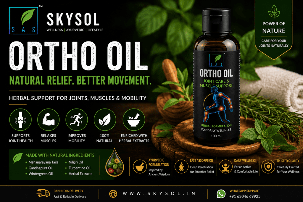 Ortho Oil Benefits for joint care and muscle support from SKYSOL Hyderabad